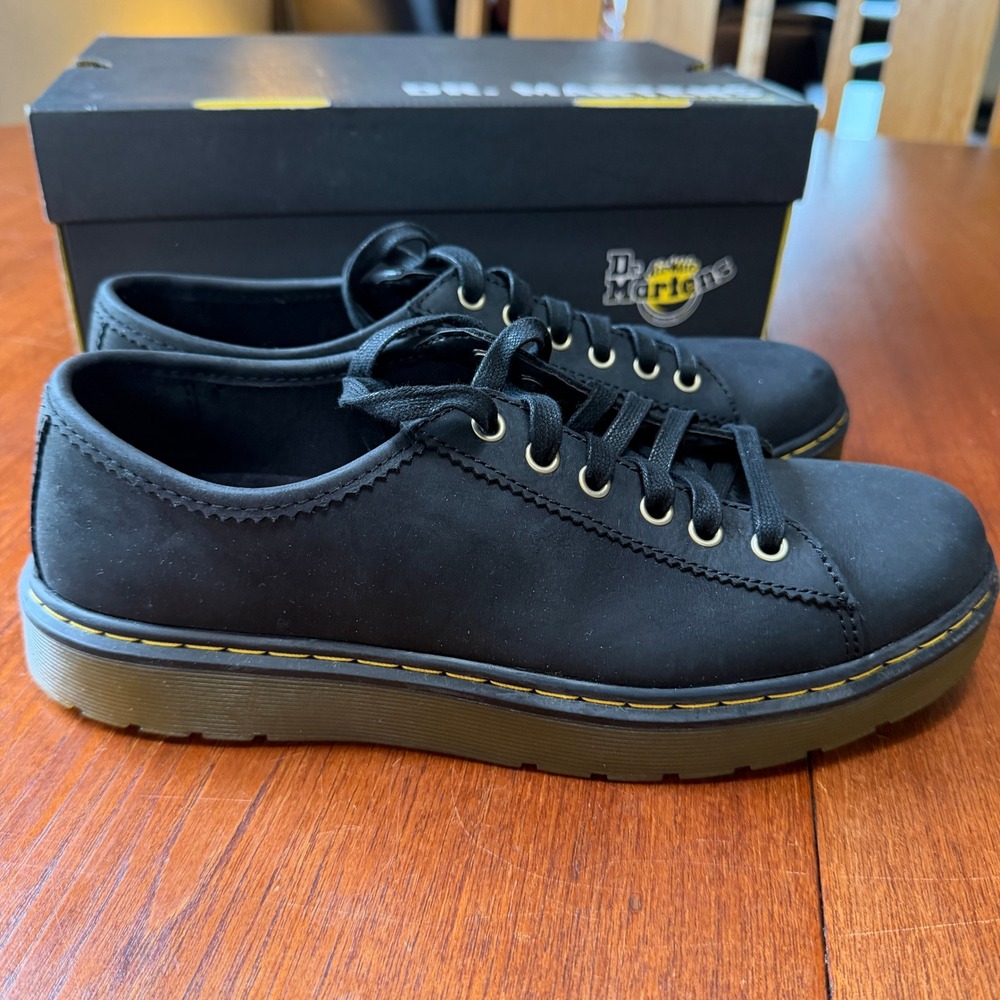 Dr. Martens Farrell Black Leather Low Top Lace Up Shoes AW004 M9 W10 Gorpcore - Picture 4 of 8